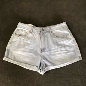 High-Rise Cotton Denim Shorts